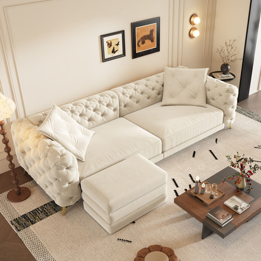 3 In 1 Convertible Sleeper, Deep Seat Pull Out Sofa Bed, Button Tufted
