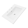 Rectangular Single Vanity Top With 3 Faucet Hole Sink - White