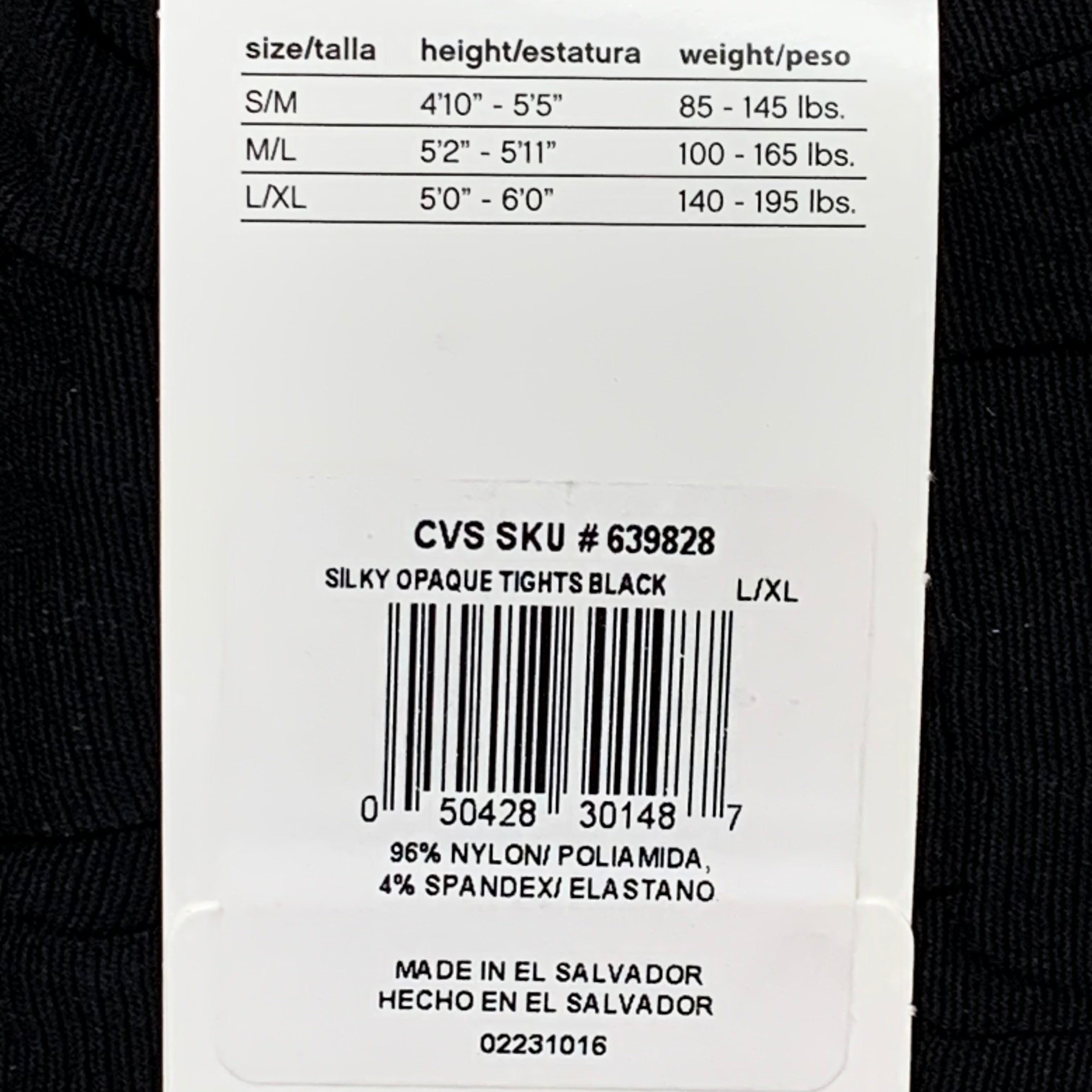STYLE ESSENTIALS Tights Hanes Silky Opaque Size L XL Black Non Control Top