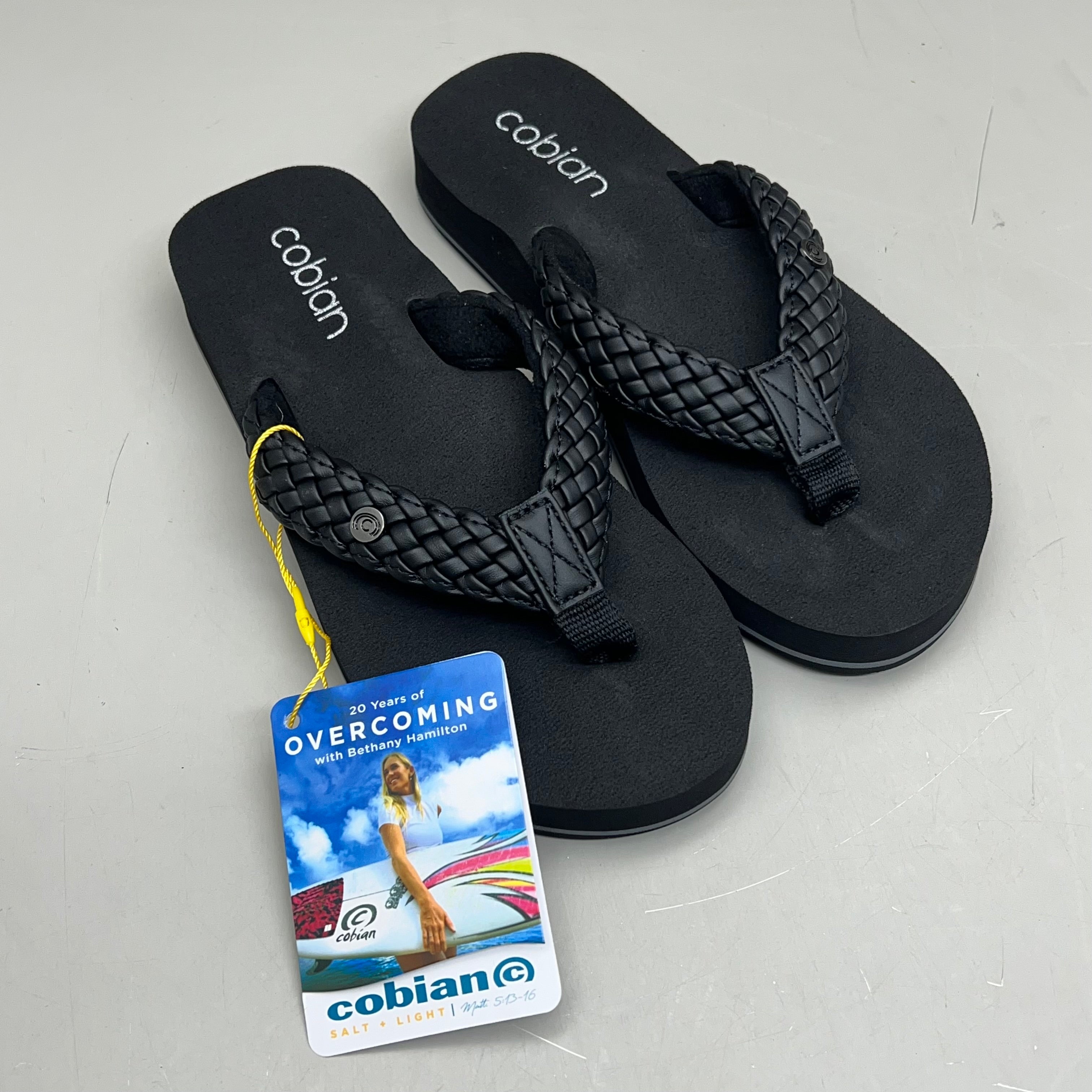 COBIAN Braided Bounce Synthetic Leather Sandals Women's Sz 11 EU 42.5 Black BRB10-001-11