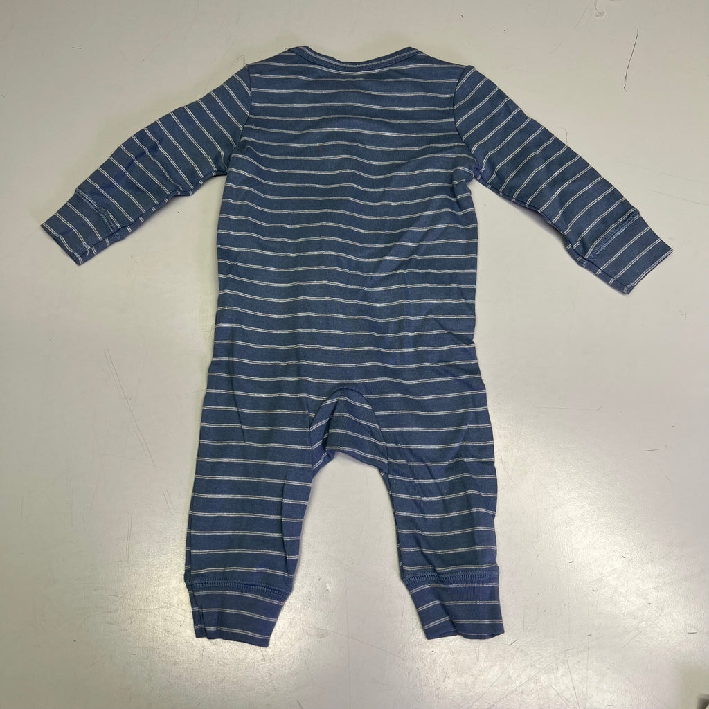 CARTERS (SET OF 2) Soft Farmhouse Pattern Body Suit Baby Boy Sz 9M Blue/White