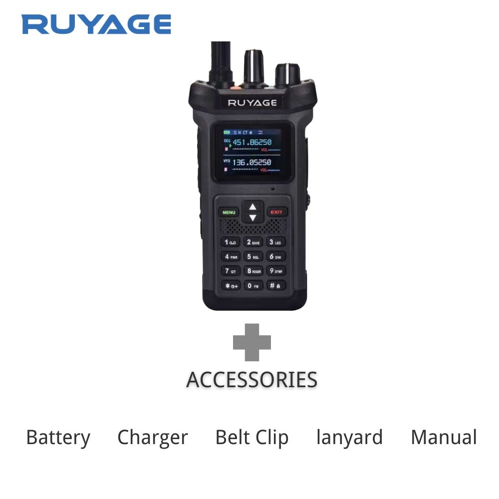 RUYAGE RT20 20W Dual Band Two Way Radio VHF UHF Long Range Walkie Talkie with 4000mAh Battery
