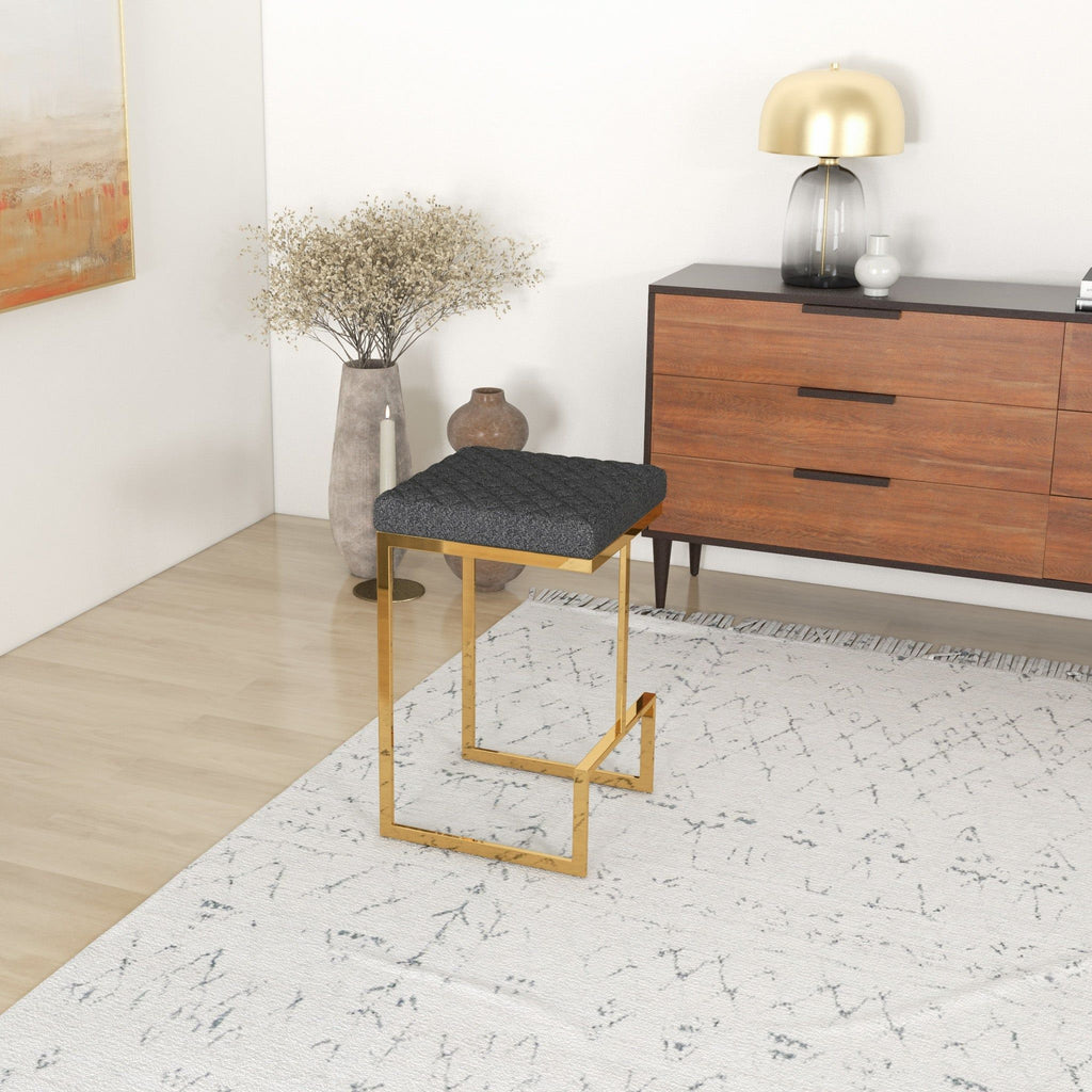 Joel - Upholstered Stool - Black / Gold