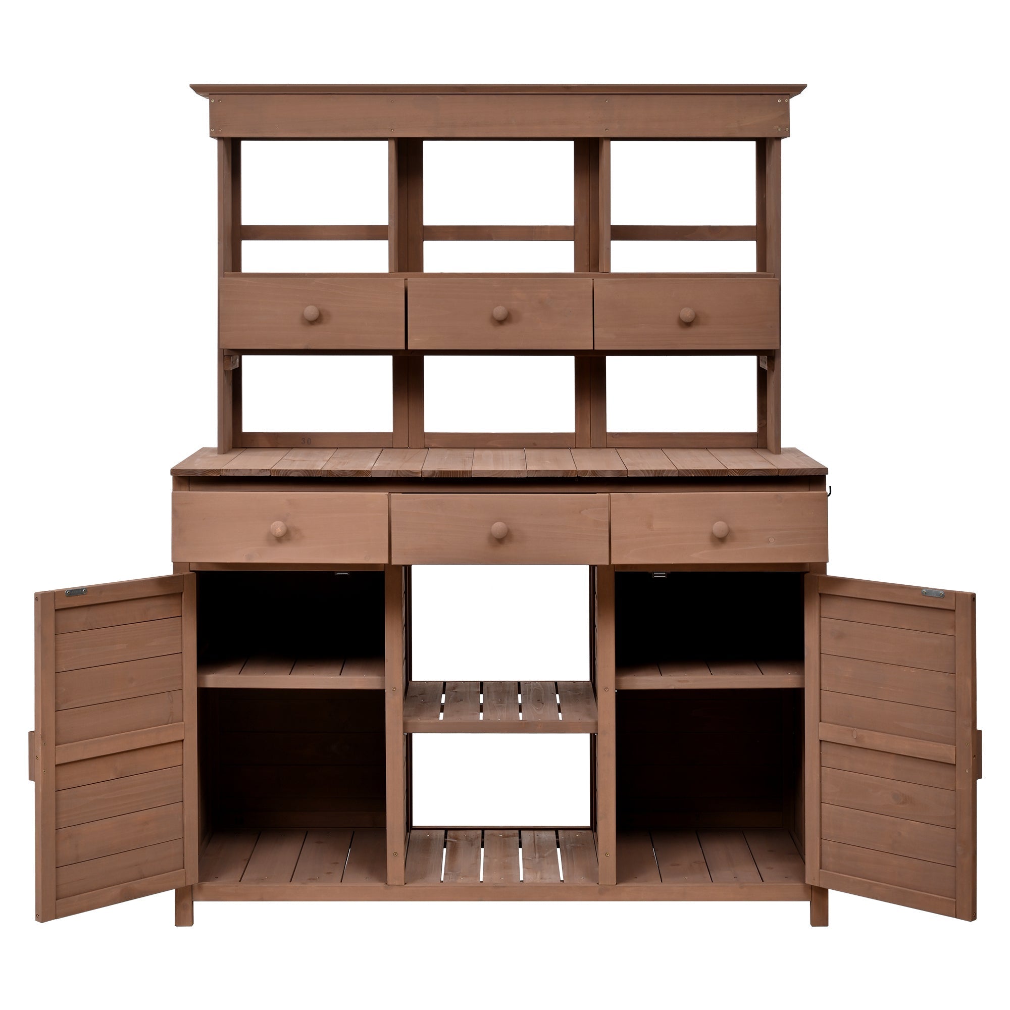 Topmax 65.7'' Tall Garden Potting Bench Table with Hutch