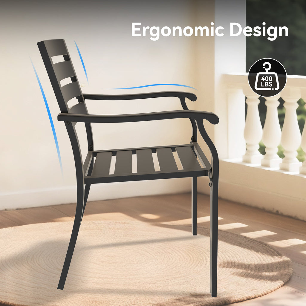 5 Pieces Outdoor Patio Dining Set with Stackable Metal Chairs and Round Table