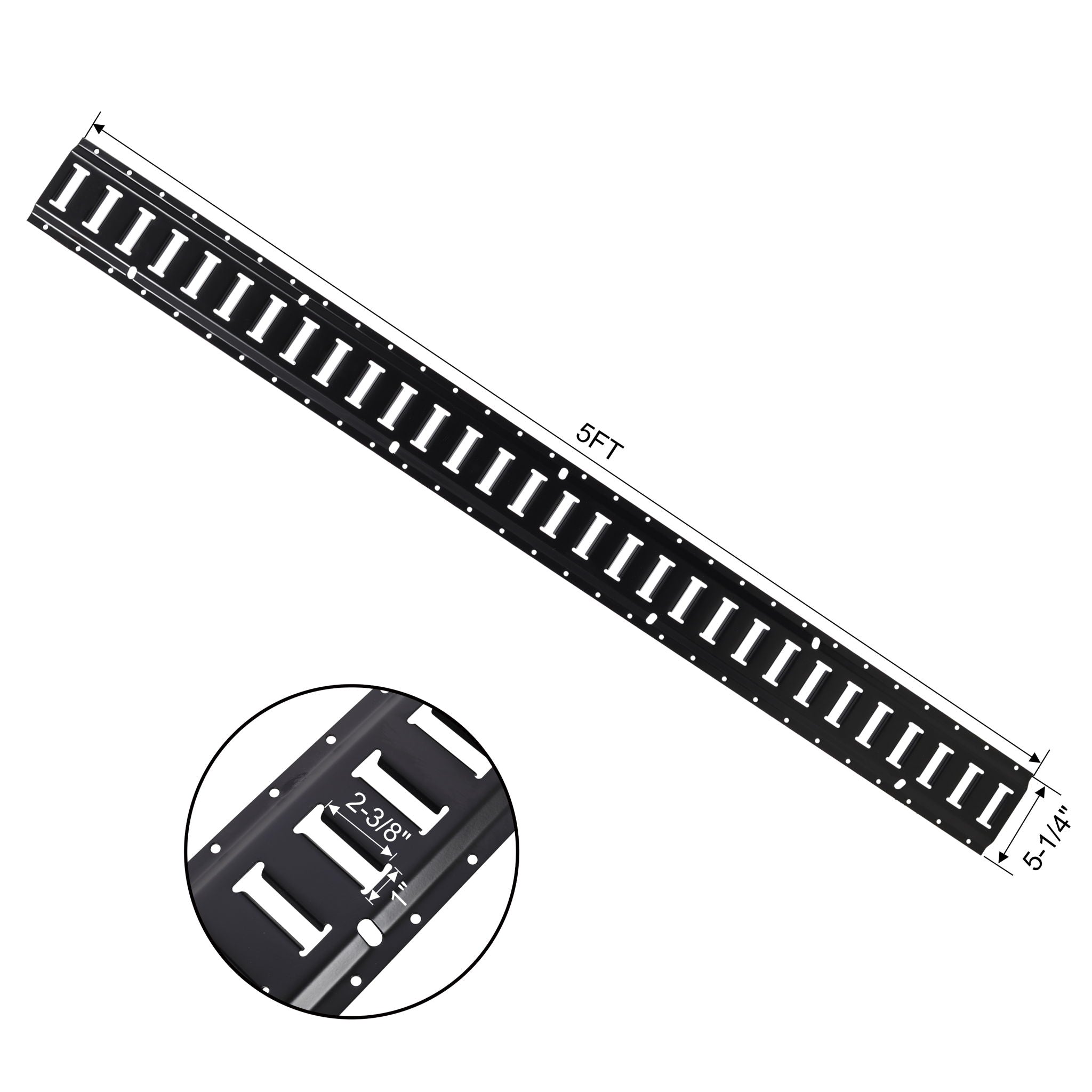 12 Pieces E Track Tie-Down Rail Kit for Trucks, Vans, Garages - Black