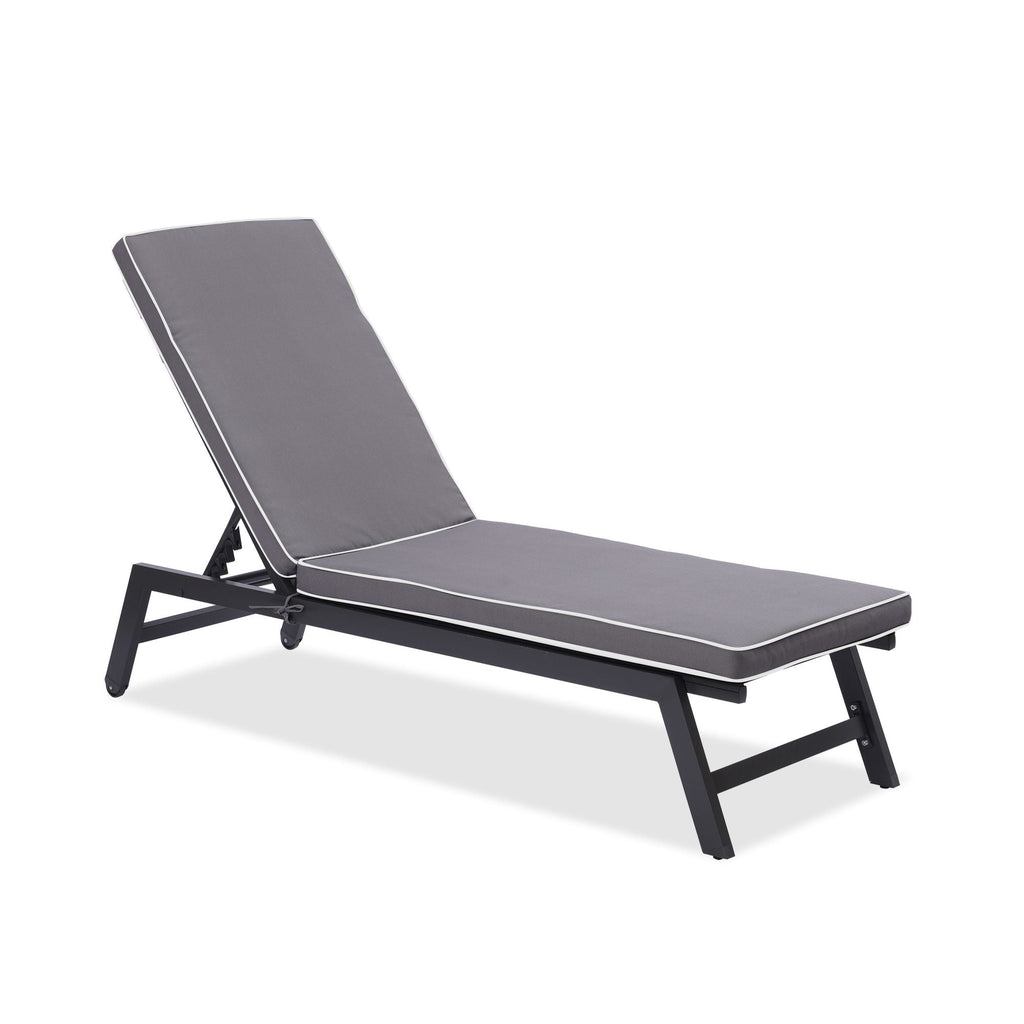 2 Pieces Set Outdoor Lounge Chair Cushion Replacement Patio Furniture Seat Cushion Chaise Lounge Cushion - Antique Gray / White