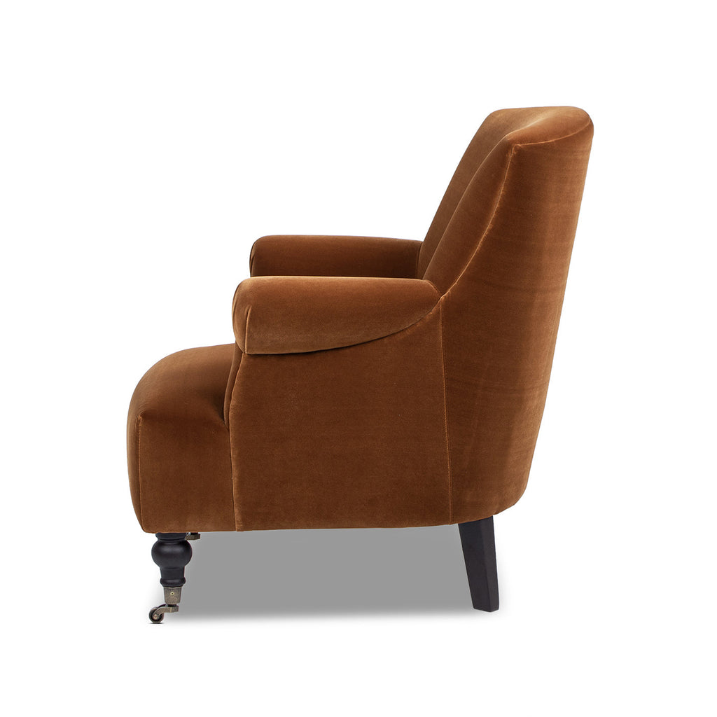Eloise 30' Pleated Sock Arm Accent Armchair, Burnt Orange Performance Velvet