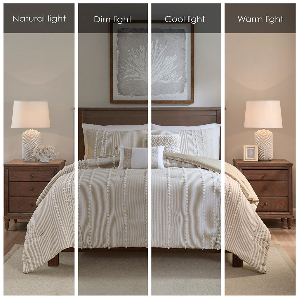 Full/Queen 3 Piece Cotton Yarn Dyed Comforter Set
