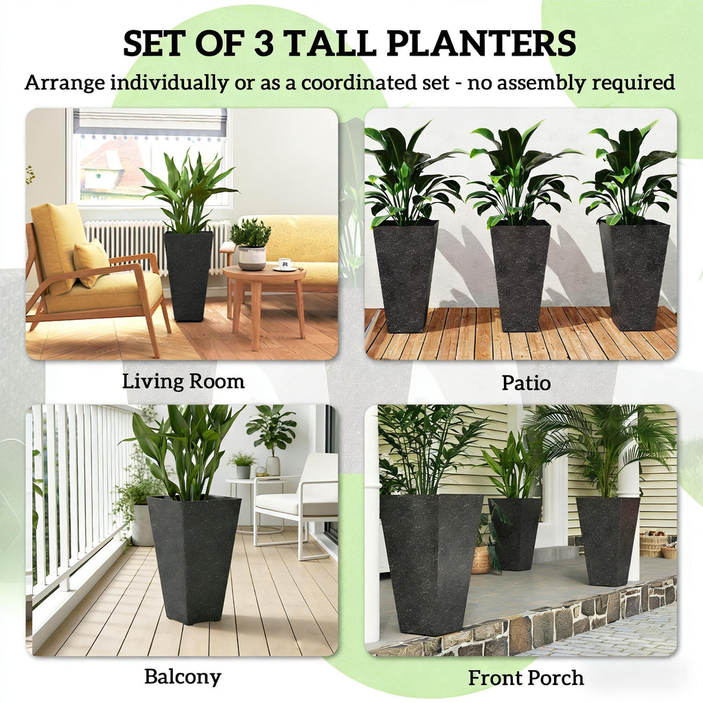 Stackable Taper Planters, Set of 3