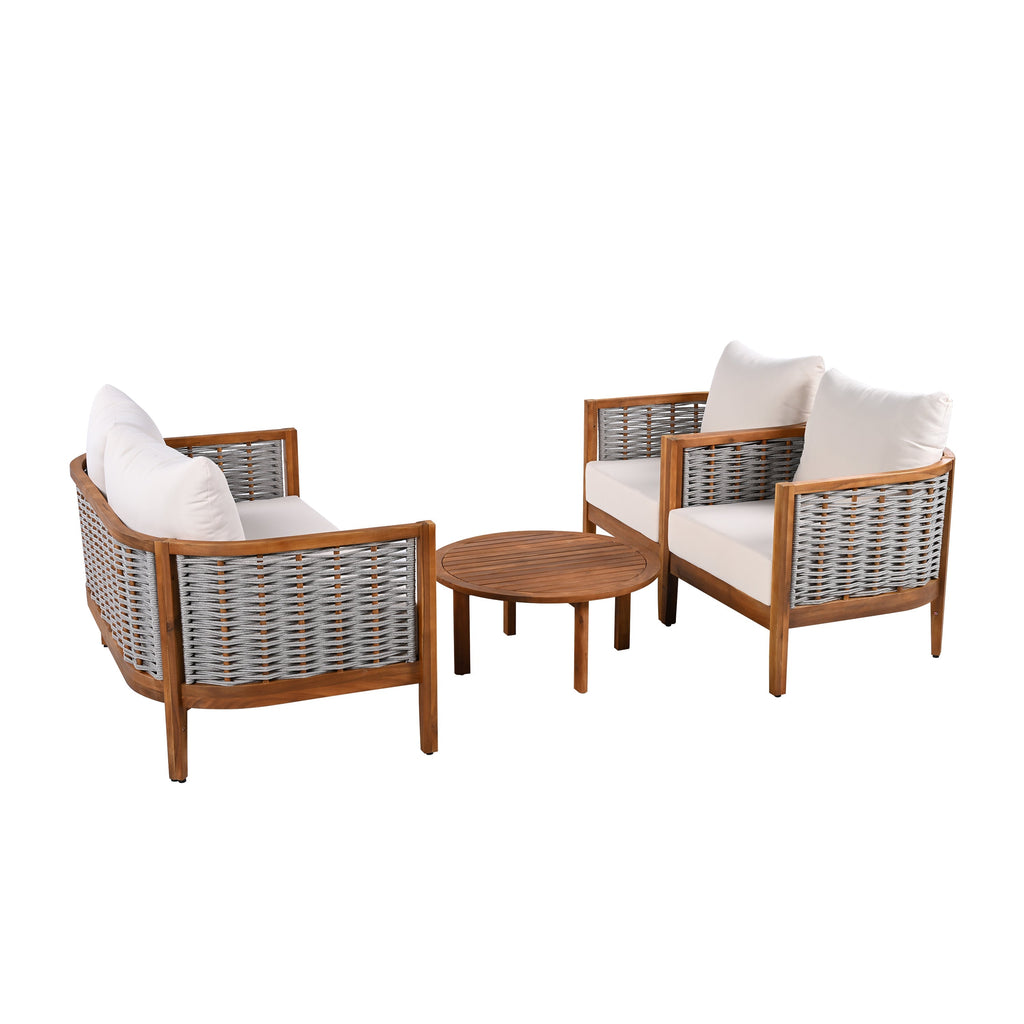 Outdoor Unique Tub Design 4-Seat Sofa Set with Woven Rope