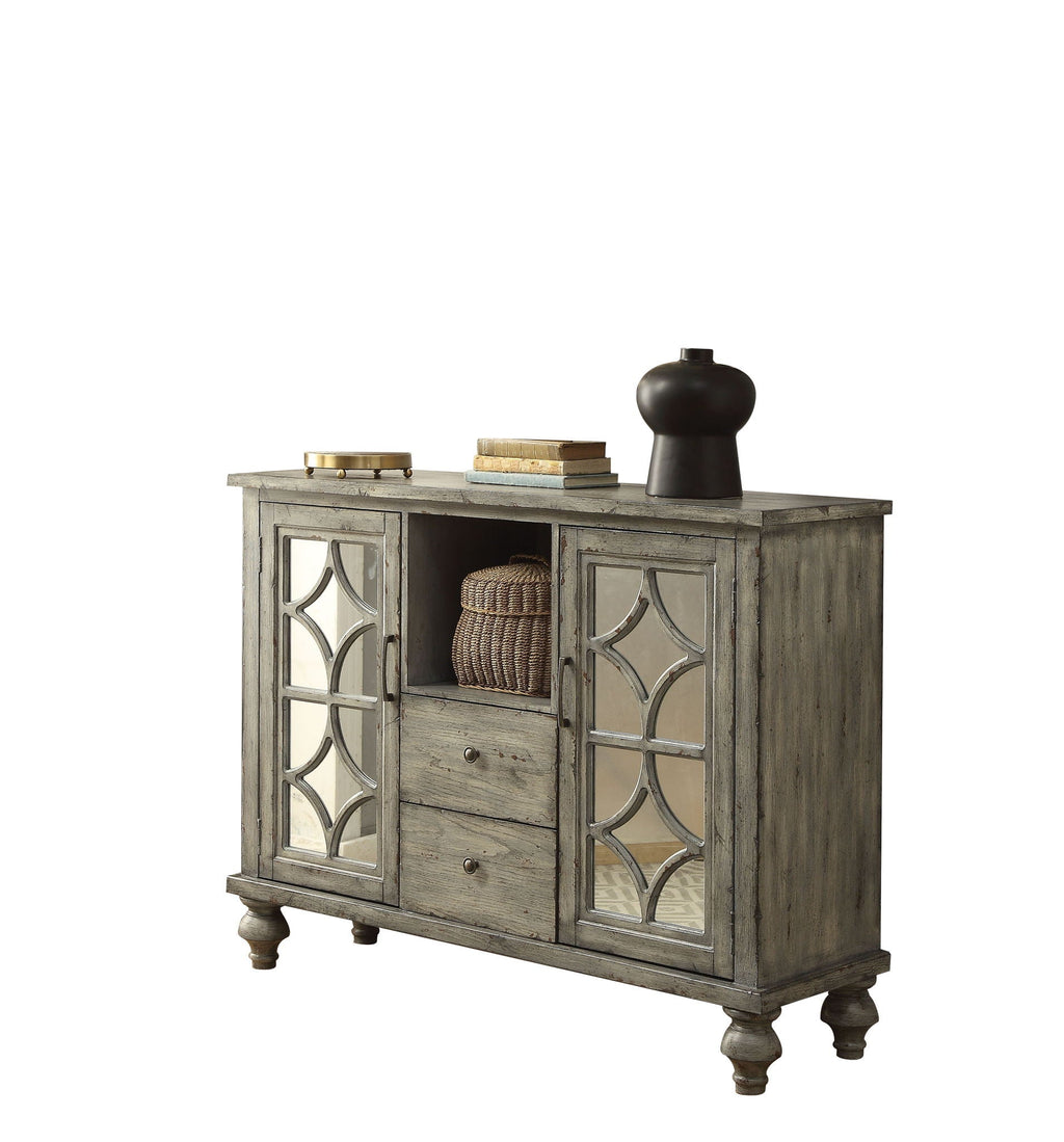 Velika Weathered Console Table With 1 Open Compartment Storage - Gray