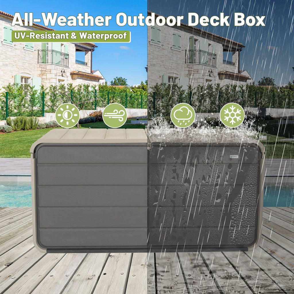260 Gallon Plastic Deck Box with Lock and Wheels