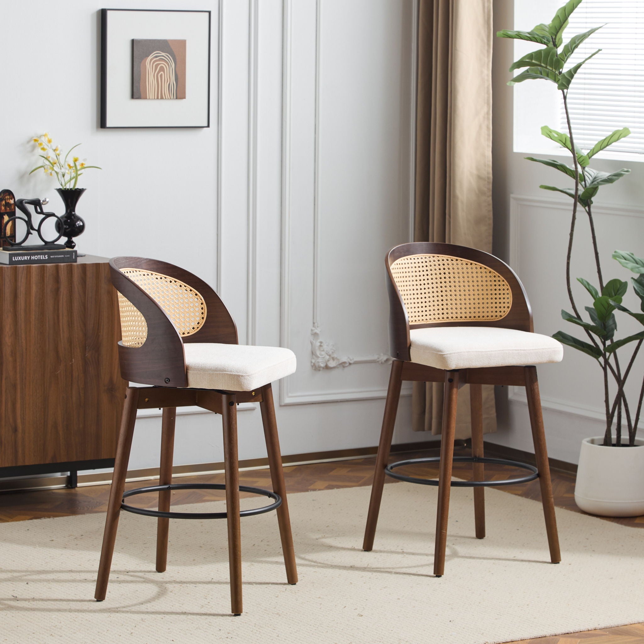 Como Indoor Wood Barstool Set of 2