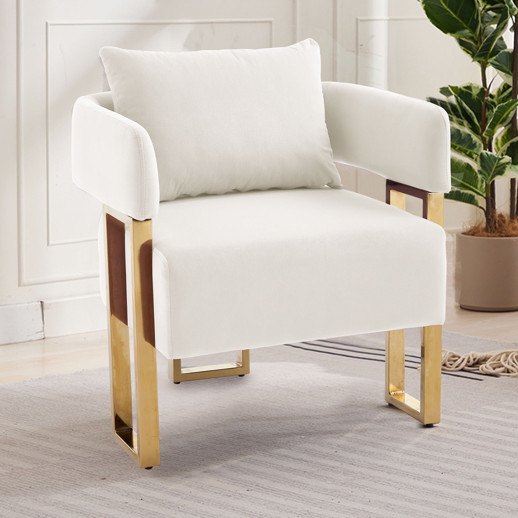 Modern Classic Decorative Chair with Teddy Fleece Upholstery
