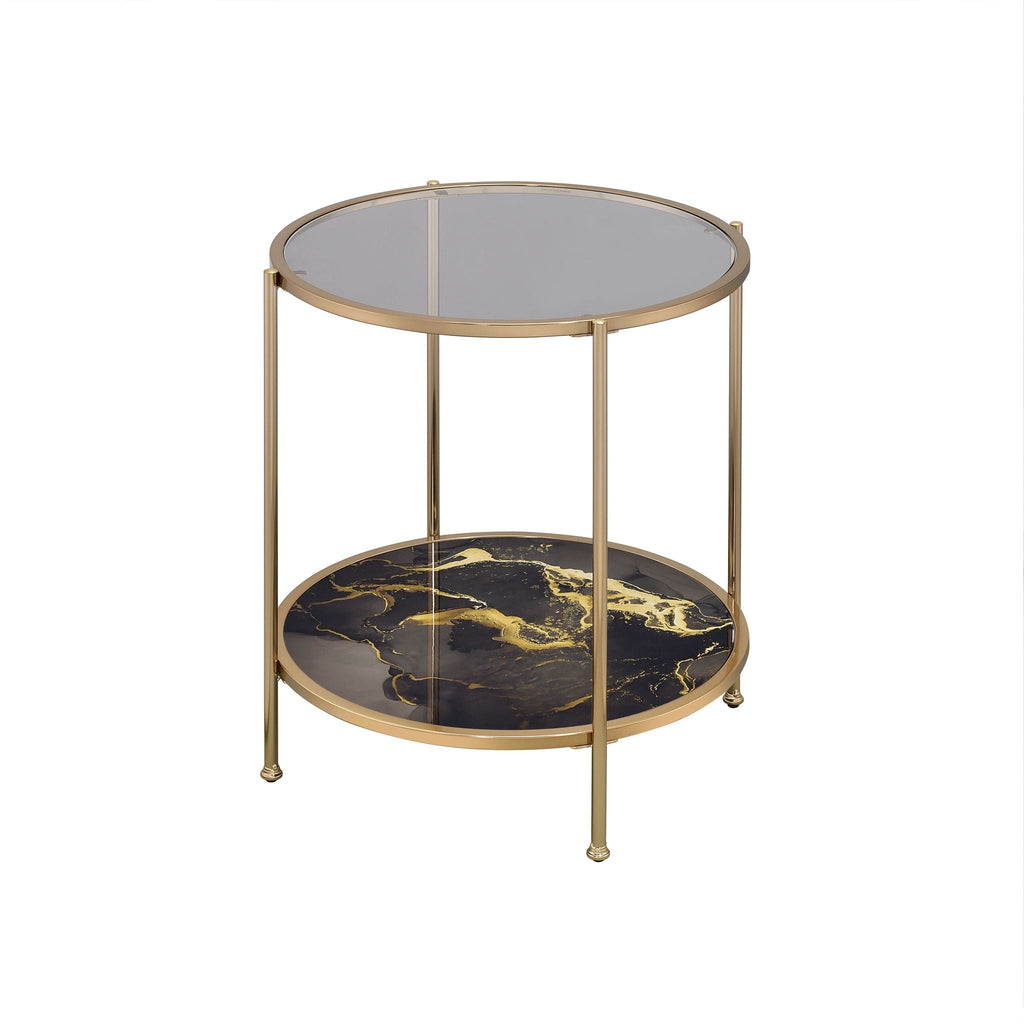 Fiorella Marble Print Glass Table