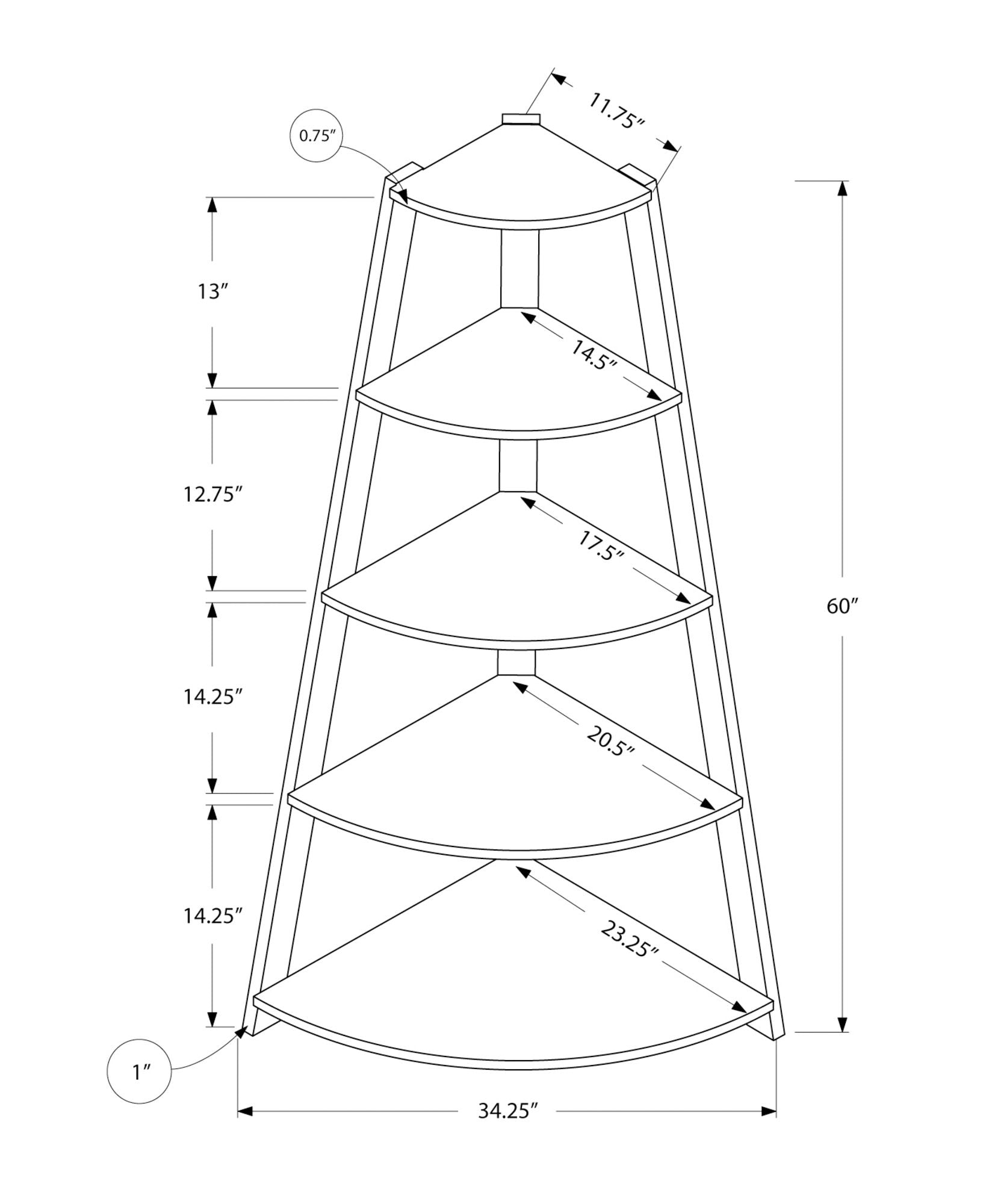 4-Tier Corner Bookshelf, Modern & Contemporary Style