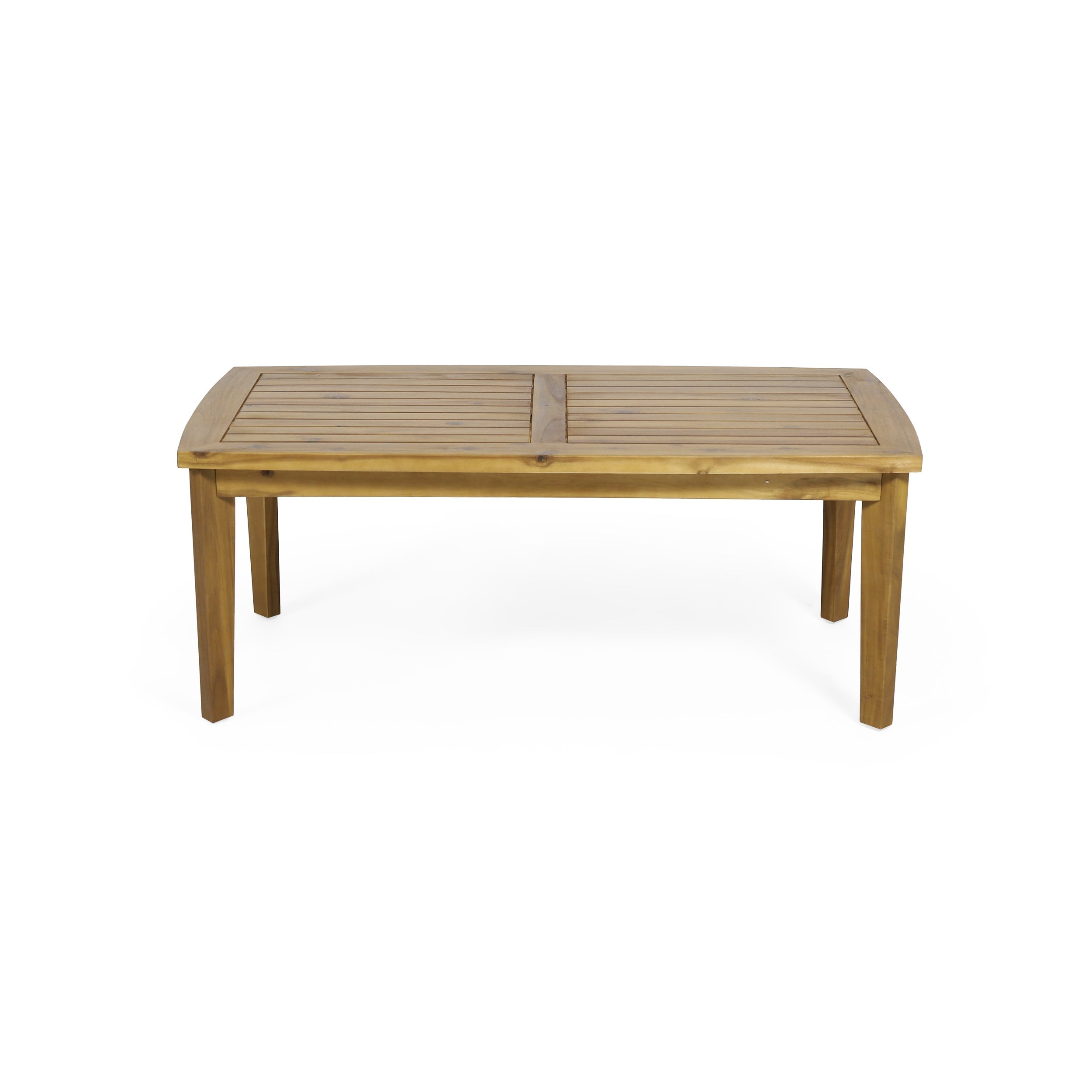 2-Person Outdoor Acacia Wood Patio Seating Group with Cushions and Coffee Table