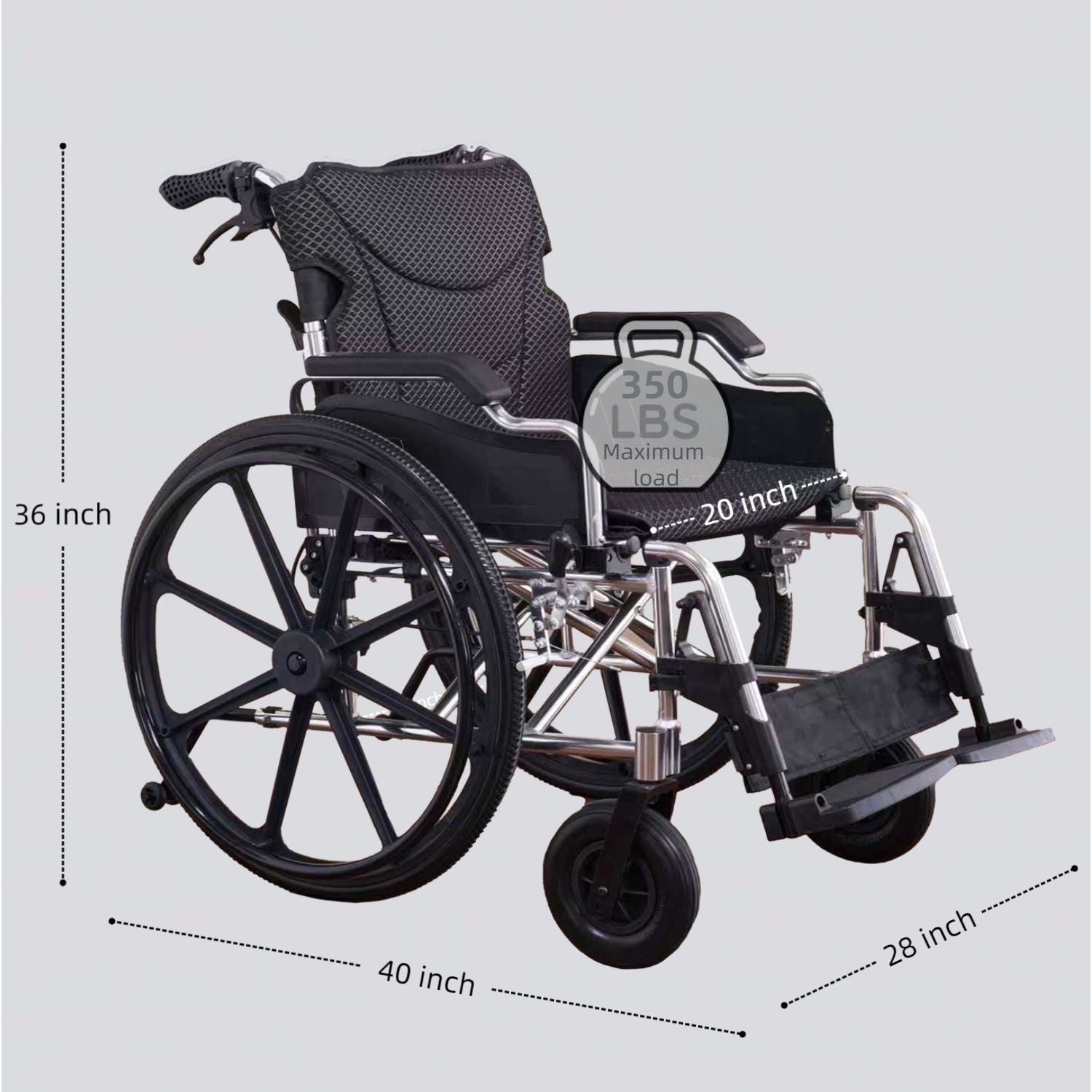 Heavy Duty Foldable Manual Wheelchair with Double X Force Support