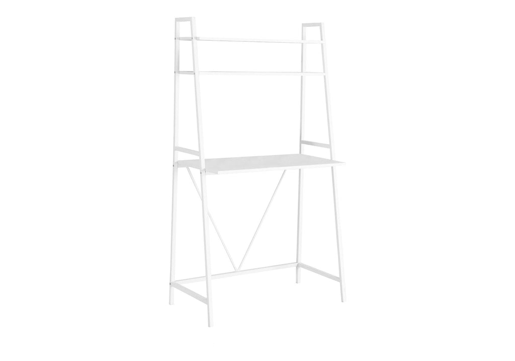 Computer Desk for Home Office, Laptop & Storage Shelves - White
