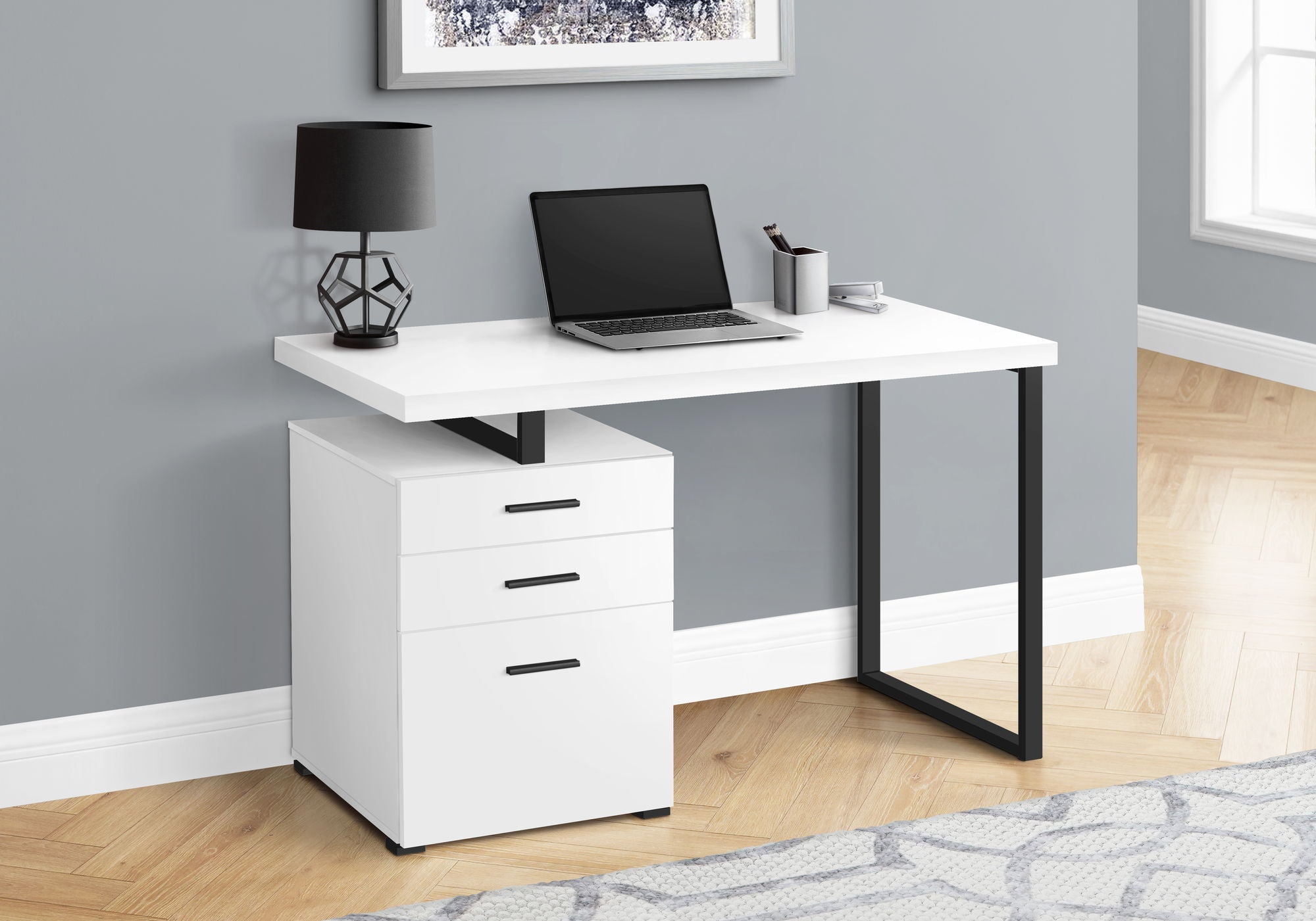 Computer Desk For Home Office, Left or Right Setup with Storage Drawers
