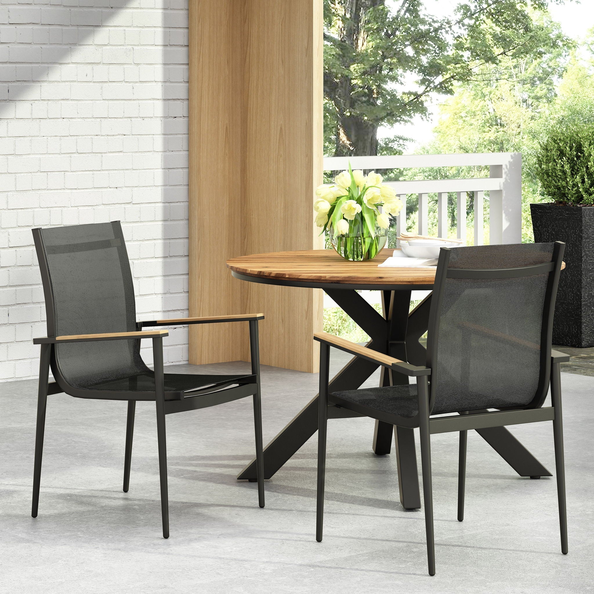 Barrister Dining Chair Set of 2 - Black / Natural