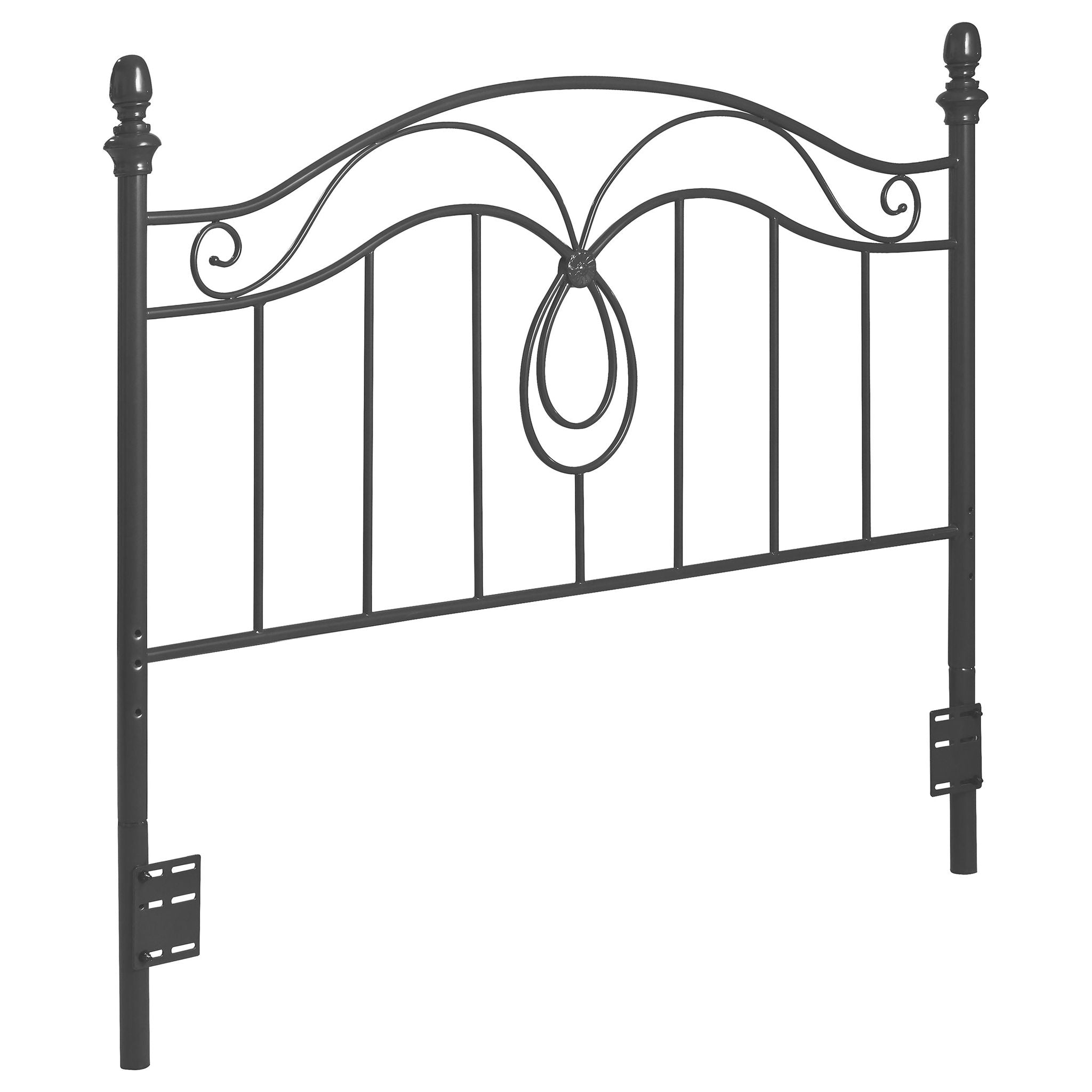 Full / Queen Headboard With Scrolling Design - Dark Gray