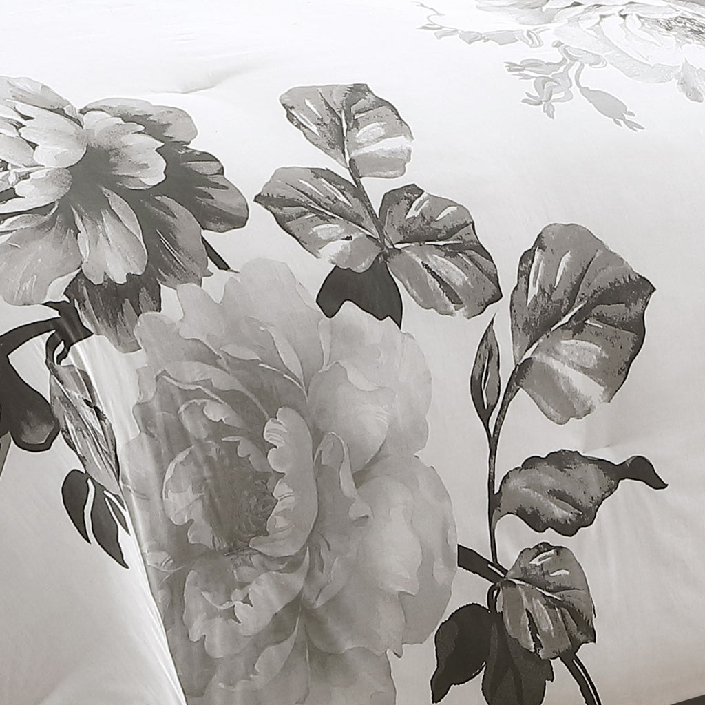Ridgely 7 Pc Watercolor Black and White Floral Comforter Set