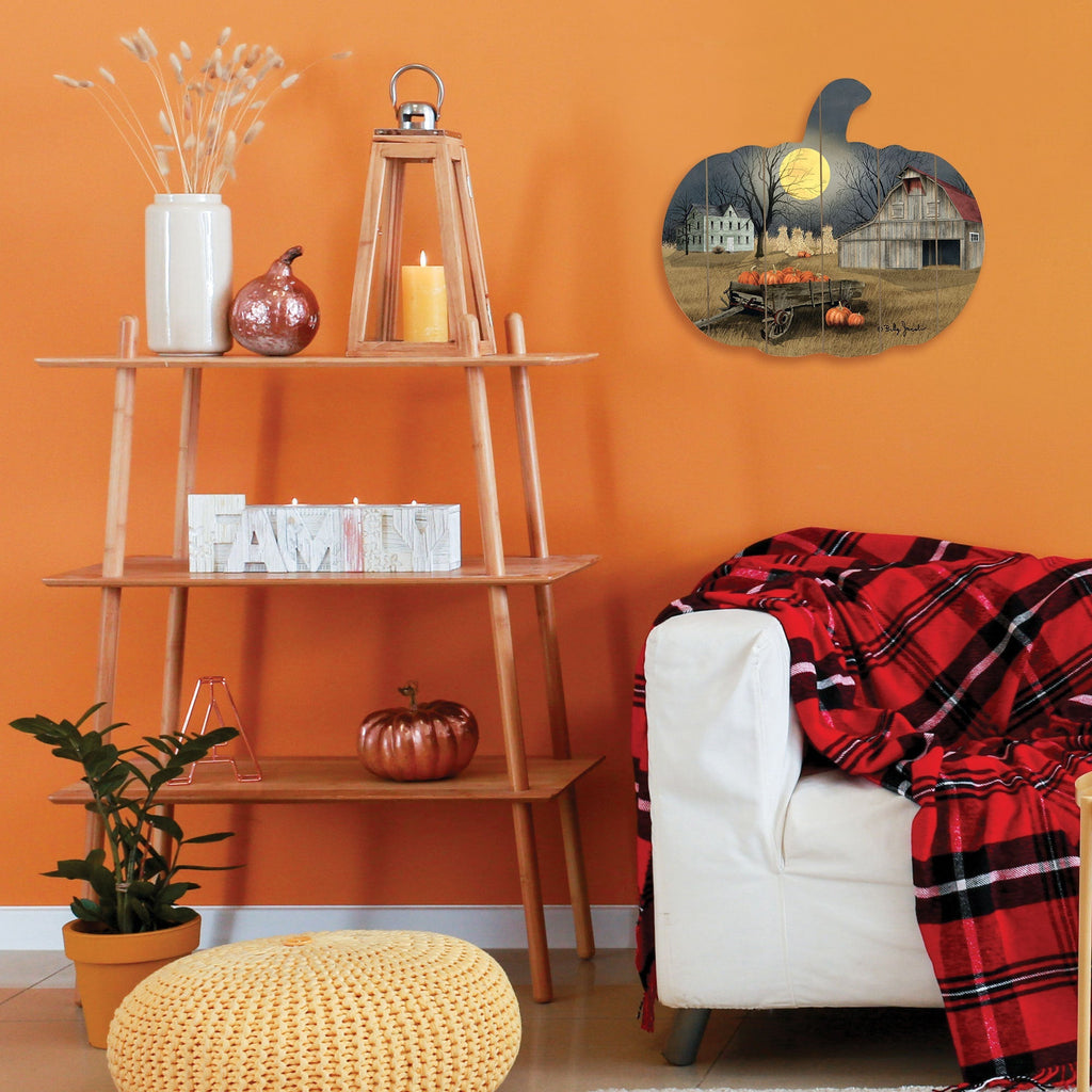 Harvest Moon Wooden Pumpkin Wall Art by Artisan Billy Jacobs