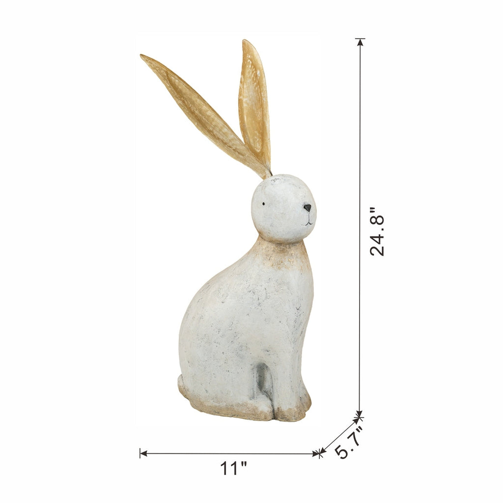 White Magnesium Rabbit Figurine with Gold Iron Ears