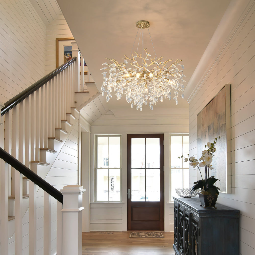 8-Light Crystal Gold Chandelier for Dining Room and Kitchen Island
