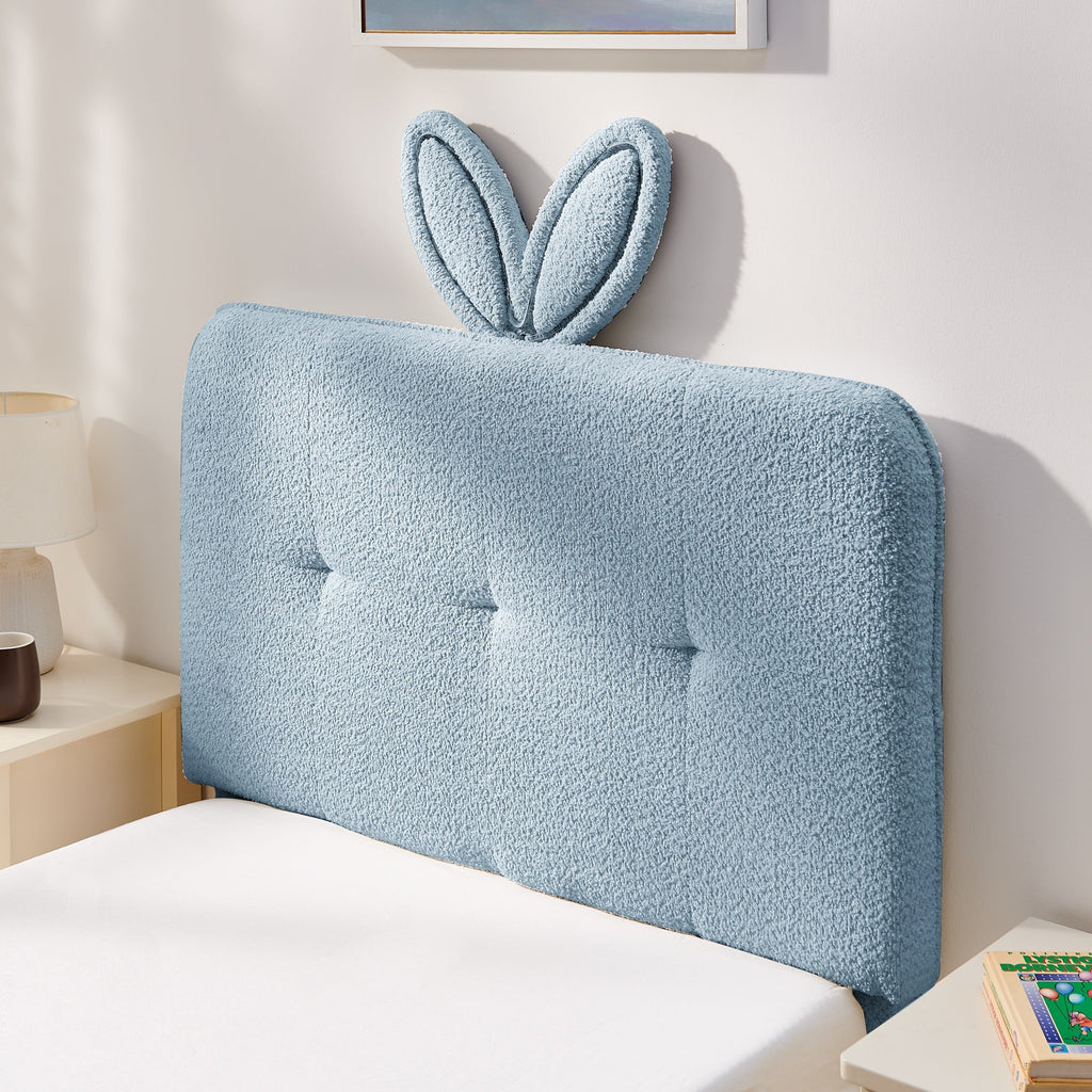 Twin Size Kids Upholstered Bed with Oversized Rabbit Ear Headboard