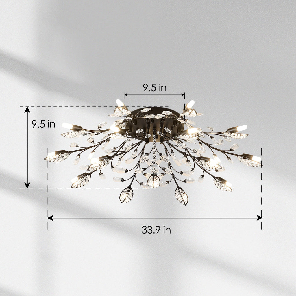 15-Light Chandelier Crystal Ceiling Lamp