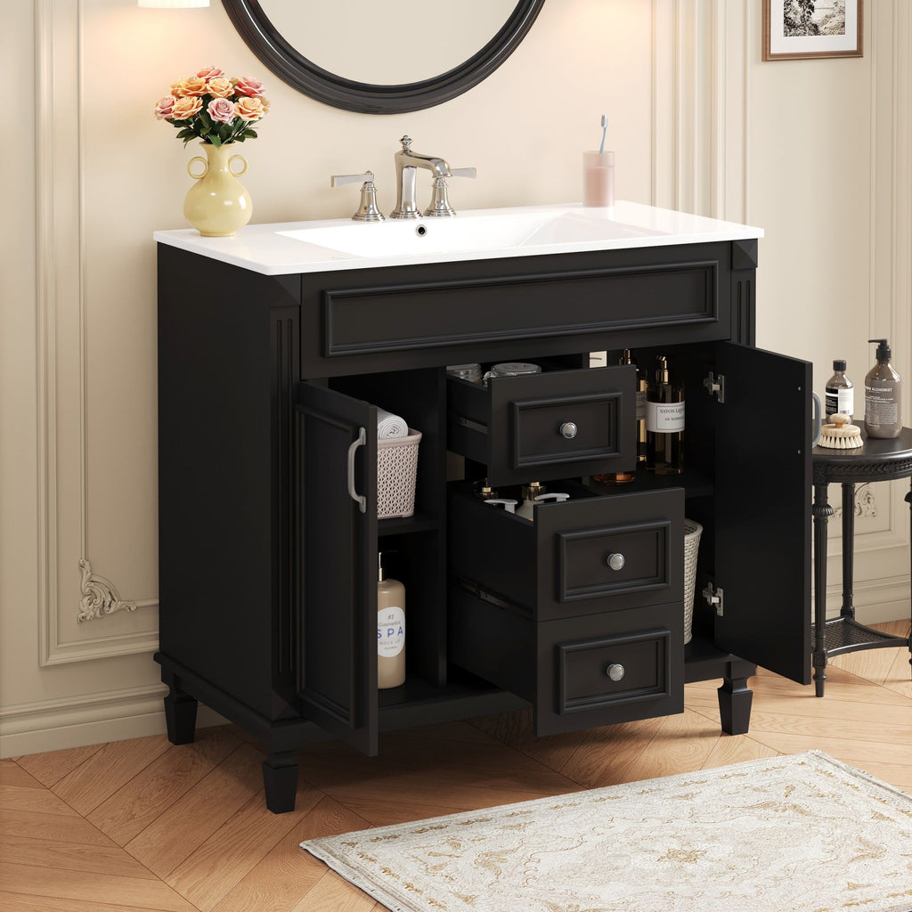 Bathroom Vanity With Top Sink and Soft-Closing Storage