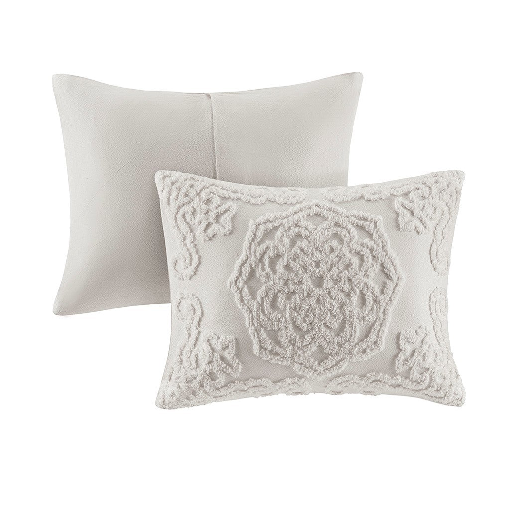 King/Cal King Tufted Cotton Chenille Medallion Duvet Cover Set