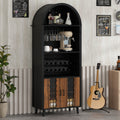 71' Farmhouse Arched Wine Bar Cabinet