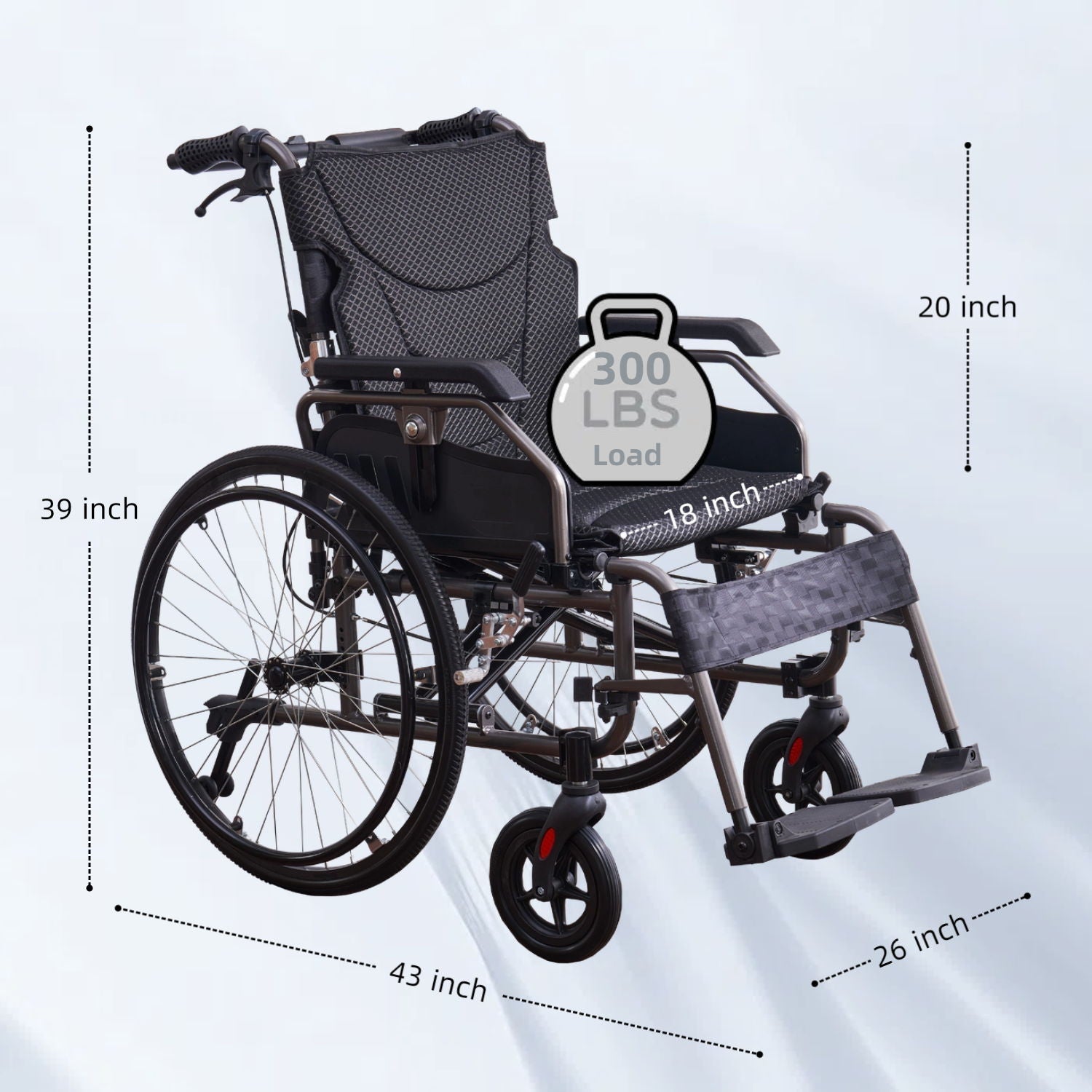 Premium Foldable Transport Wheelchair for Adults