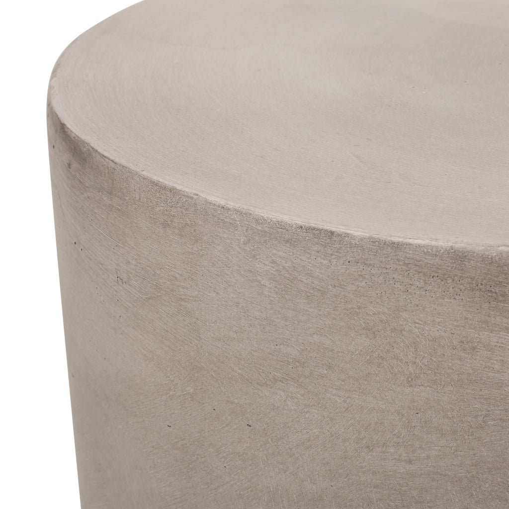 Outdoor Lightweight Concrete Side Table, Light Gray