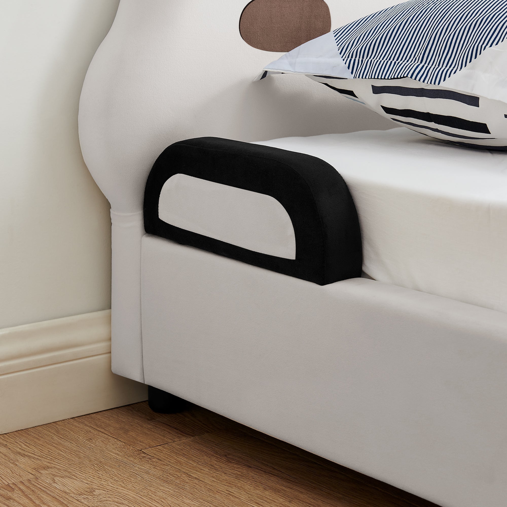 Twin Size Cute Panda-Shaped Kids Bed with Velvet Fabric