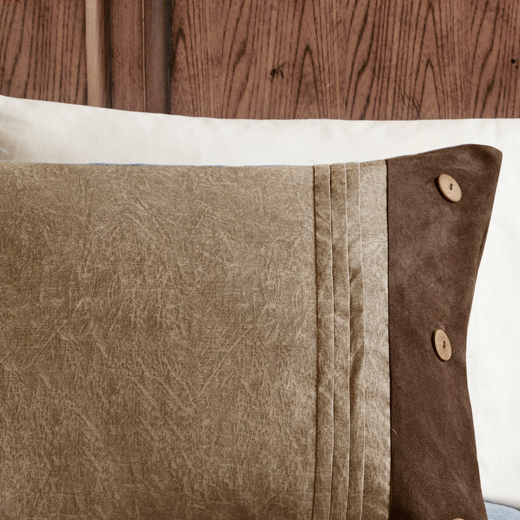 7 Piece Faux Suede Comforter Set Brown Queen