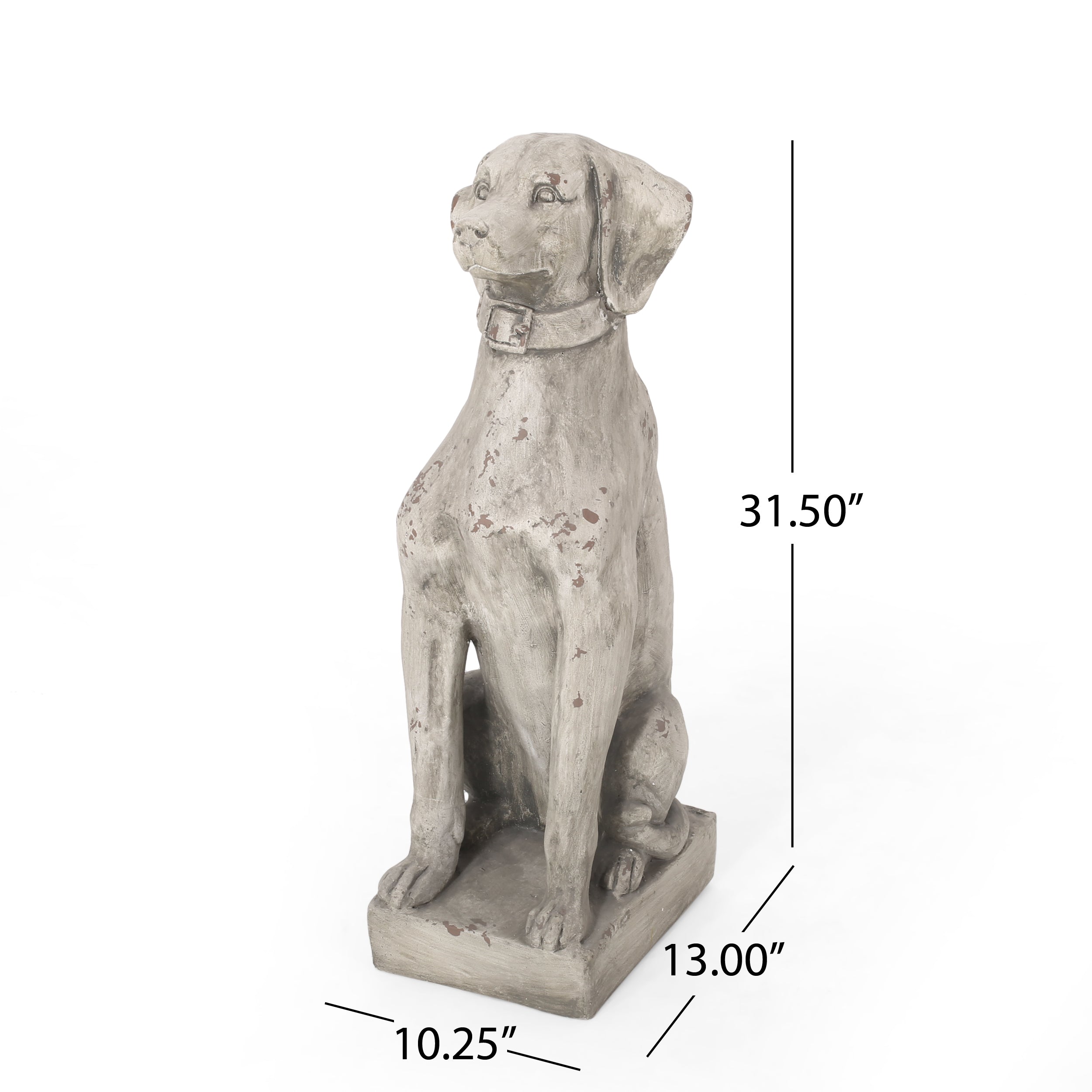 MGO Outdoor Dog Statue, Antique White