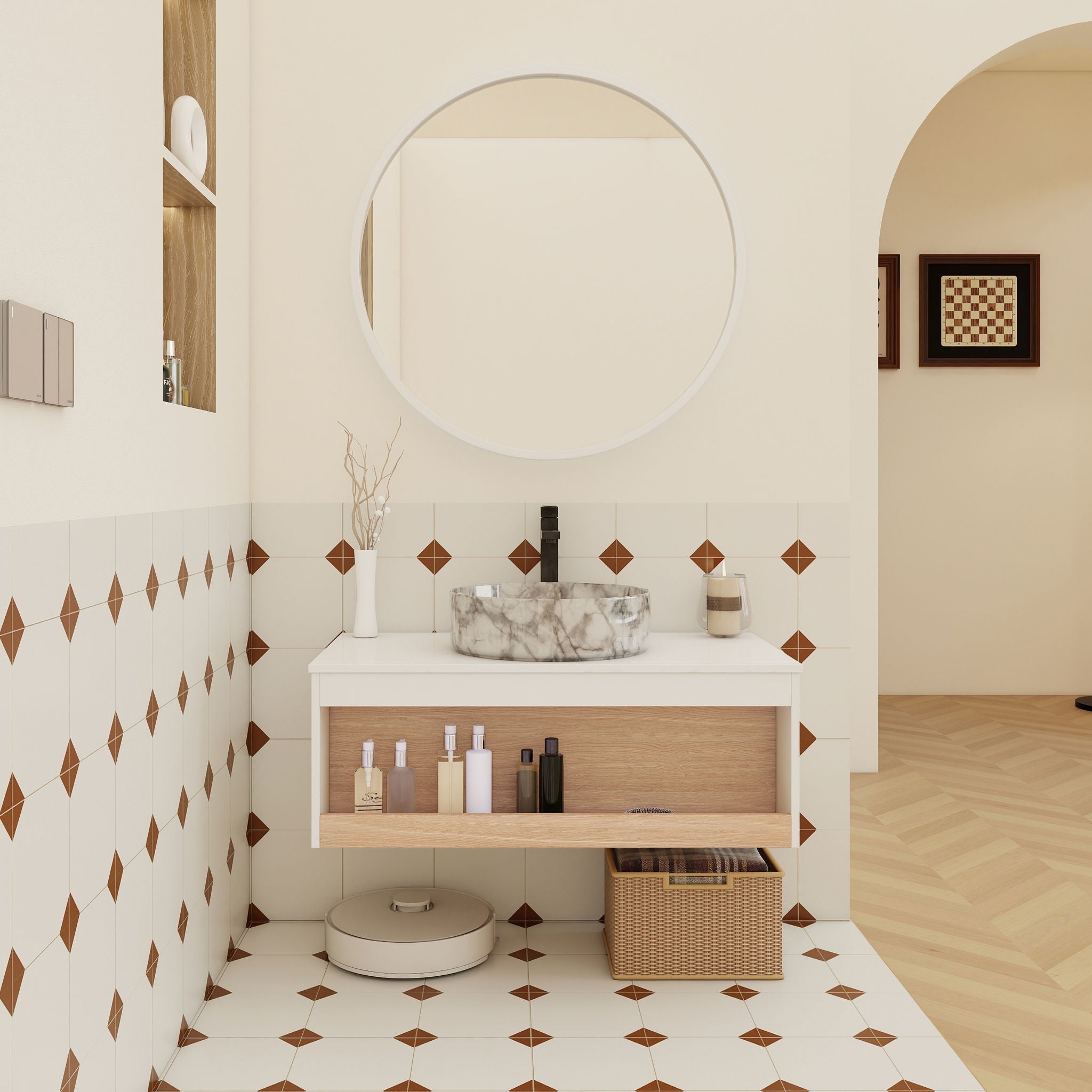 Floating Bathroom Vanity With Vessel Sink