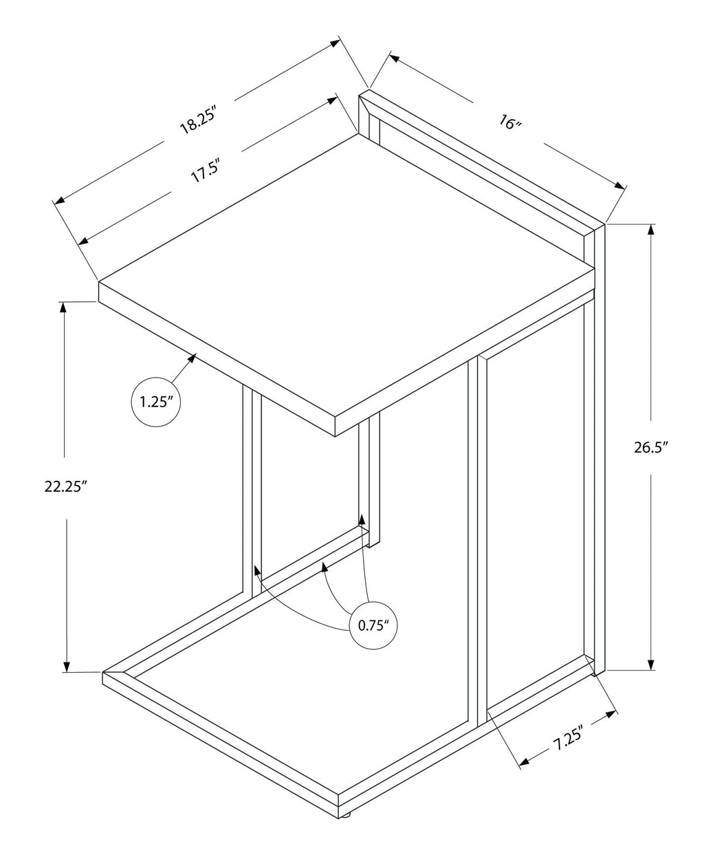 C-Shaped Accent Table, Contemporary & Modern