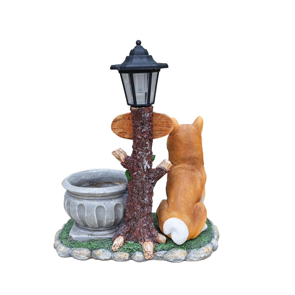 Sitting Akita Dog Planter Garden Decor