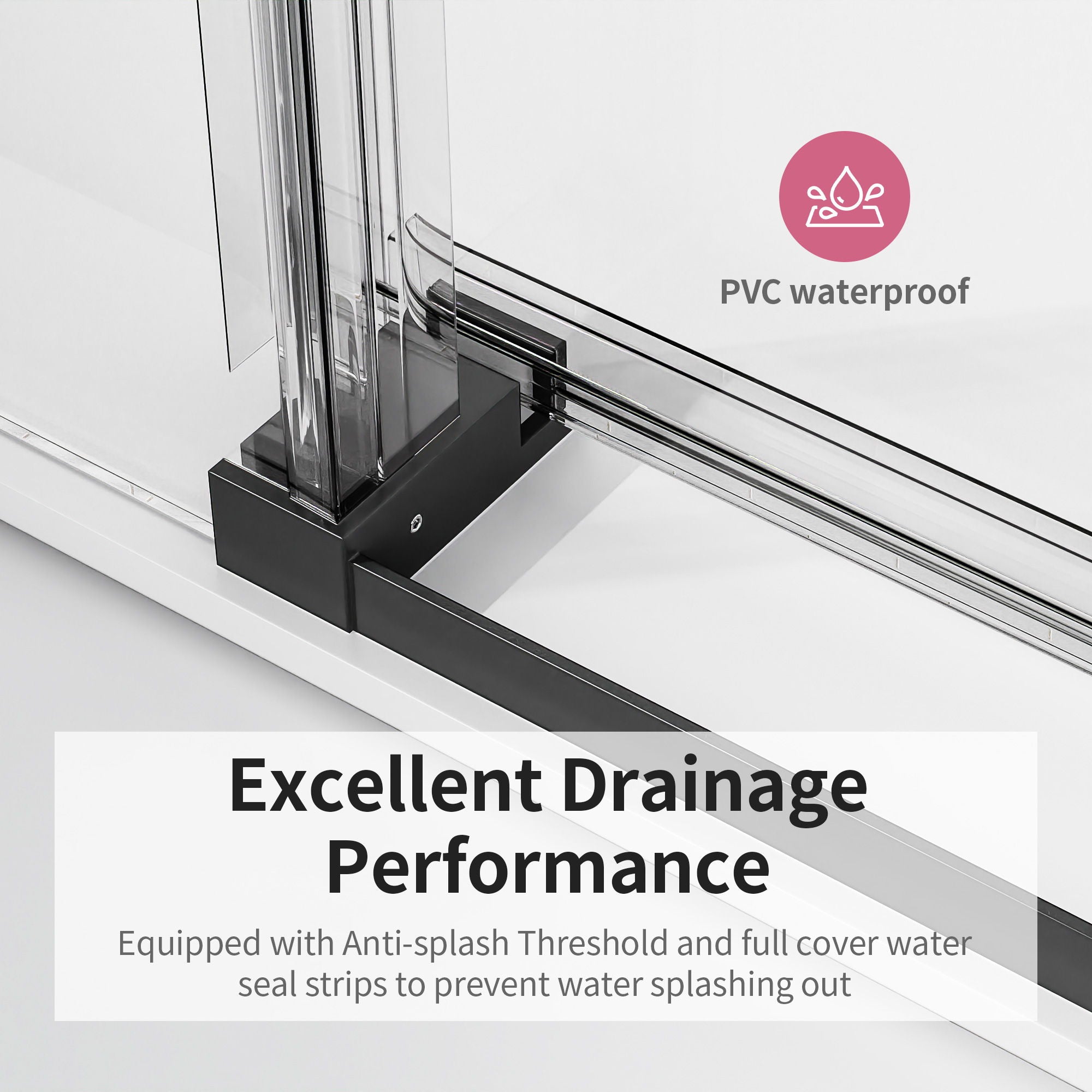 Frameless Single Sliding Soft Close Shower Doors, 3 / 8" Tempered Glass Reversible Installatio