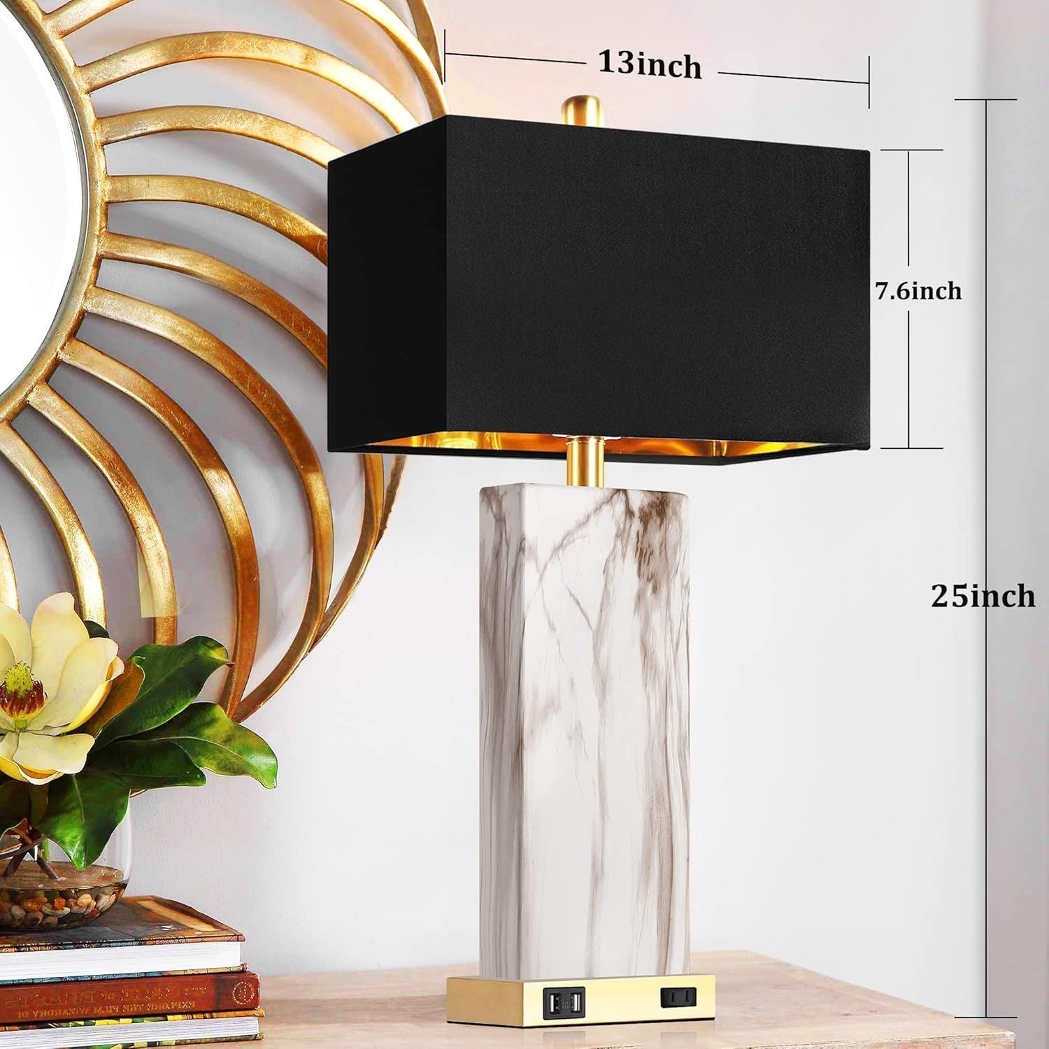 Touch Control Table Lamps Set of 2 with USB Ports and AC Outlet