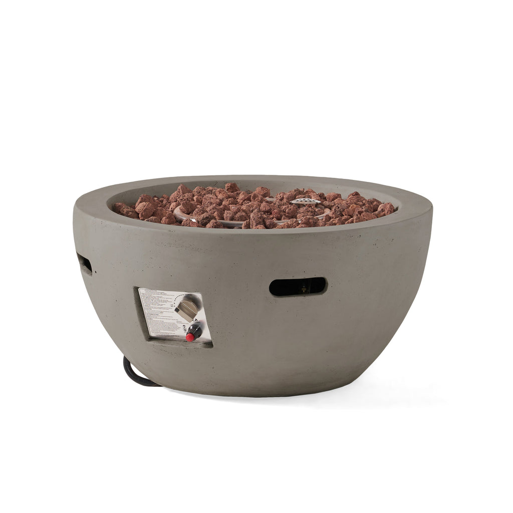 27' Bowl Shaped MGO 40,000 BTU Propane Fire Pit, Light Grey (Tank Cover not Included)