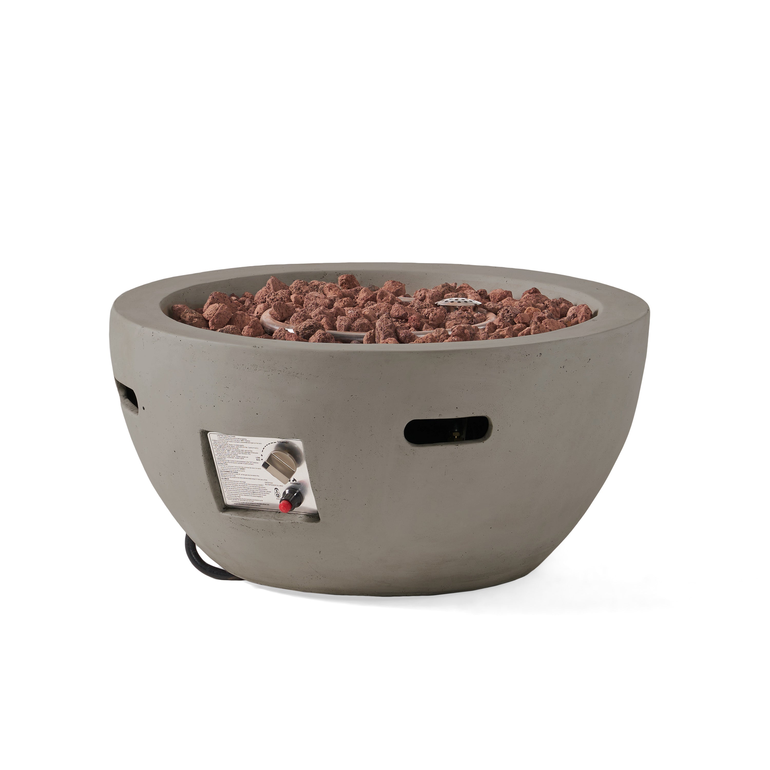 27' Bowl Shaped MGO 40,000 BTU Propane Fire Pit, Light Grey (Tank Cover not Included)