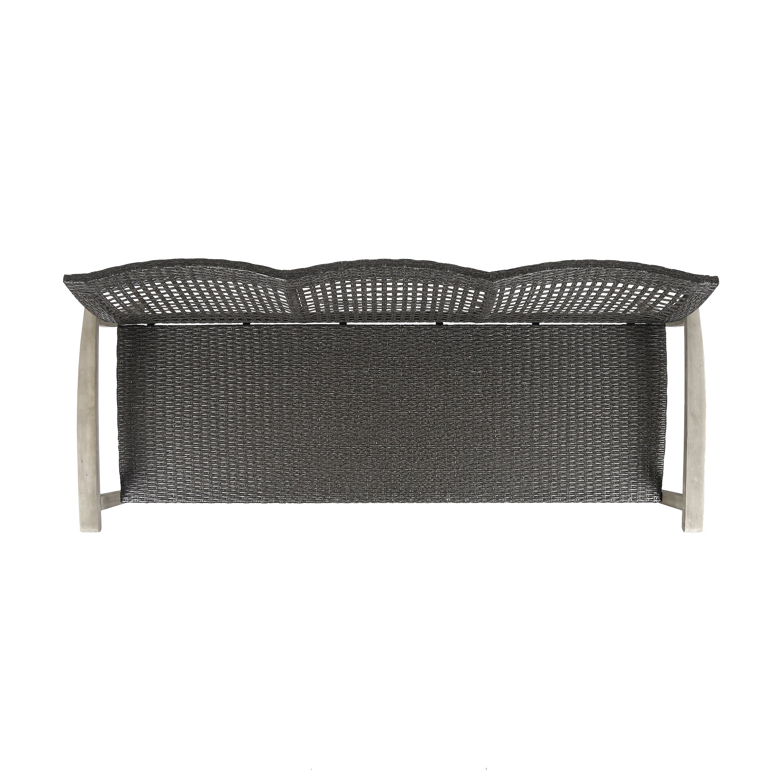 Outdoor Acacia Wood Wicker 3 Seater Sofa