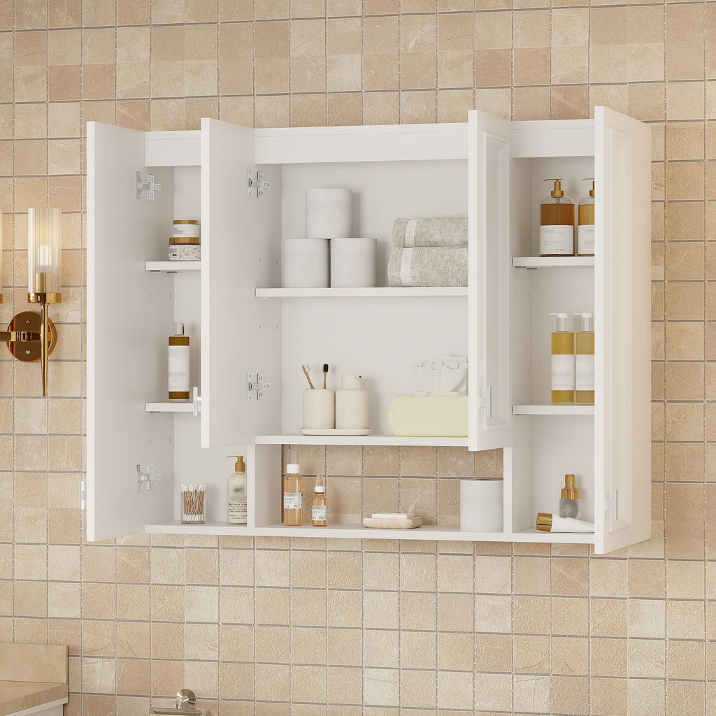 Bathroom Cabinet With 5 Adjustable Shelves, Wall-Mounted, White